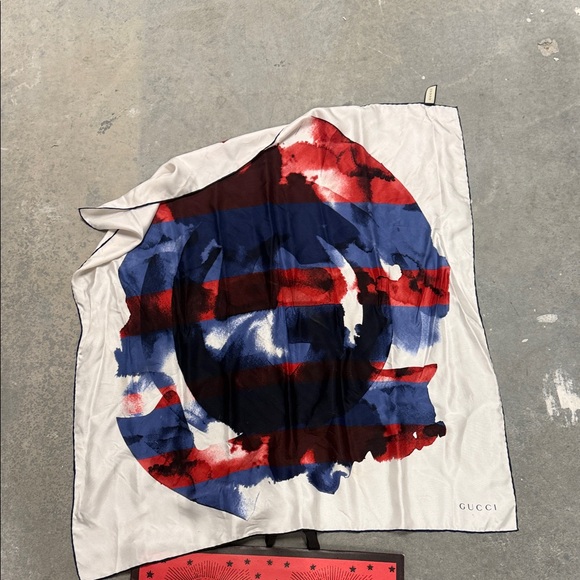 Gucci Red and Blue Abstract Scarf